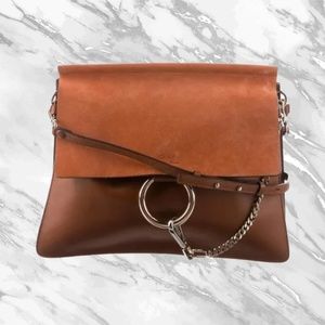 Chloé Medium Faye Shoulder Bag Leather and Suede (Brown)